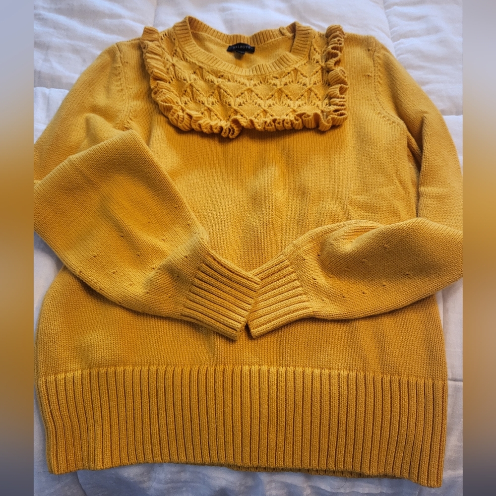 Talbots Yellow Sweater with Ruffle Detail